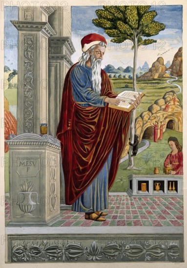 Yuhanna Ibn Masawaih (Mesue) 777–857 syrischer Arzt und Schriftsteller, arabischer Gelehrter, Aquarell, Syrien Medizin, Medizingeschichte, Gemälde, historisch