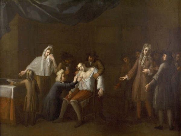 Chirurgie, chirurgische Operation, Patient Ölgemälde, ca. 1730, Medizin, Medizingeschichte, Gemälde, historisch