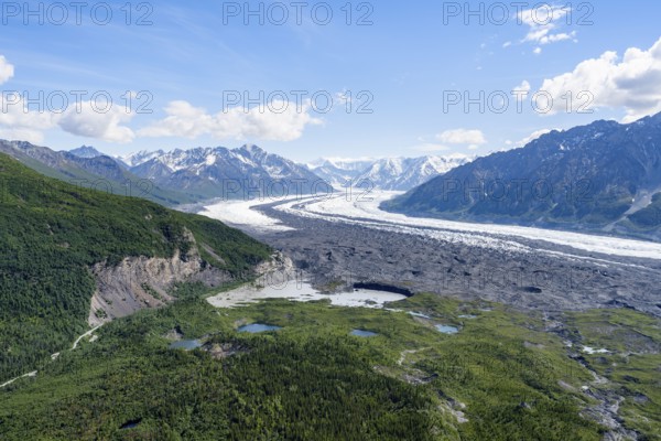 View of impressive mountain landscape with the Matanuska Glacier tongue, Lion's Head, Chugach Mountains, Alaska, USA