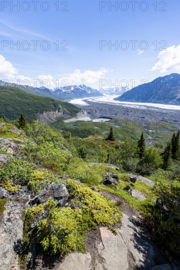 View of impressive mountain landscape with the Matanuska Glacier tongue, Lion's Head, Chugach Mountains, Alaska, USA