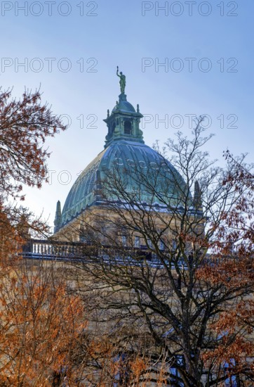 Dome, Federal Administrative Court, former imperial court in winter with snow, Leipzig, Saxony, Germany