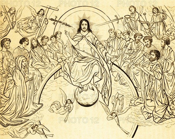 Gdansk World Court, upper half of the central image, historical illustration 1869