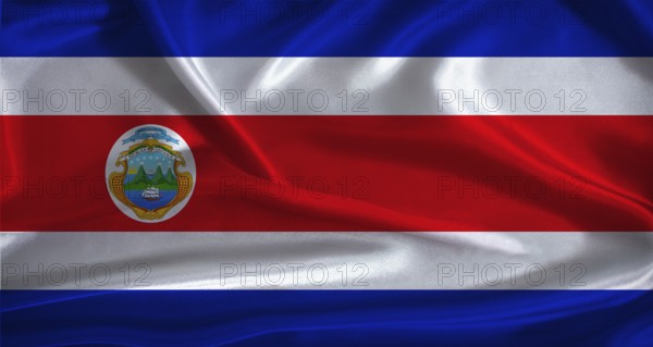 Costa Rica flag with cloth textured background. National flag of Costa Rica with realistic texture