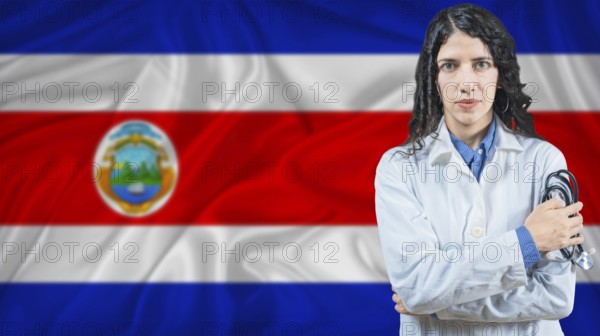 Costa Rican national health system, Medical professional on Costa Rica flag background