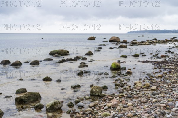Boulders on the Baltic Sea Beach, Baltic resort Göhren, Rügen Island, Mecklenburg-Western Pomerania, Germany