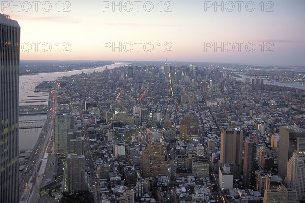 View from the World Trade Center in September 2000, uptown in the evening, New York City, USA