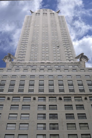 Chrysler Building, built in 1930 in Art Deco style, Cloudy Sky, New York City, USA