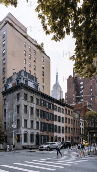 Empire State Building between the blocks, New York, USA