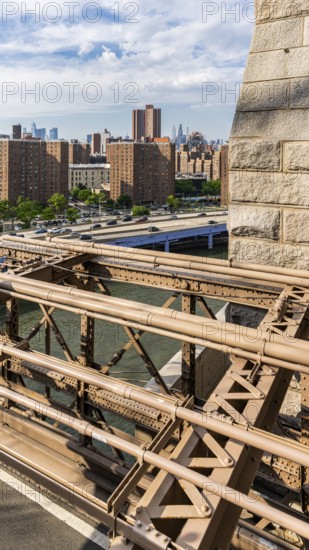 New York skyline from Brooklyn Bridge, Brooklyn Bridge, New York, USA