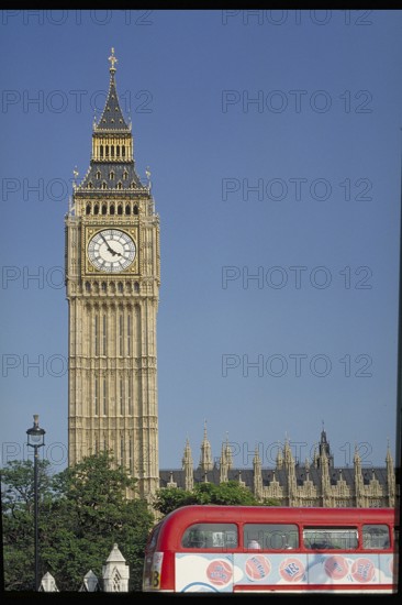 Big Ben, blue sky, London, England, Great Britain