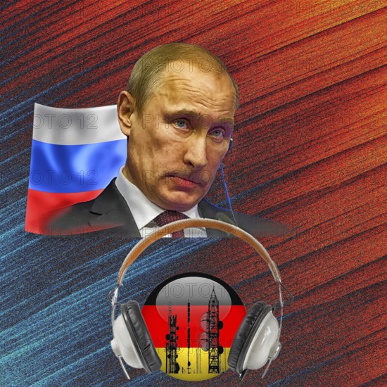 Symbolic image, Putin and cyber war, spying, sabotage, German infrastructure, Ukraine war, Russian drones over the EU, sabotage by Russia, cybercrime, espionage, underwater cables, Baltic states, Poland, threat to Europe/world politics, billiards of world politics, Ukraine, Russia, danger situation, continued gas delivery, arms supplies, scarcity of fossil fuels, cold winter, frost, energy supply, Food for third world countries, supply of raw materials