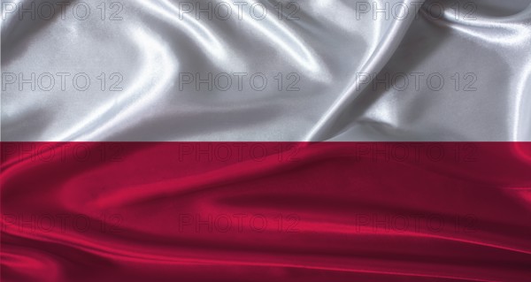 National flag of Poland with cloth texture. Poland flag with realistic texture background