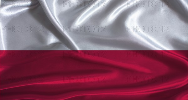 Poland flag with cloth textured background. National flag of Poland with realistic texture