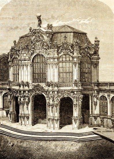 Pavilion of the Dresden Zwinger, historical illustration 1869