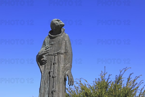 Statue of Francis of Assisi at the pilgrimage church Basilica Vierzehnheiligen near Bad Staffelstein, Lichtenfels district, Gottesgarten region in the Upper Mainland, Upper Franconia, Bavaria, Germany