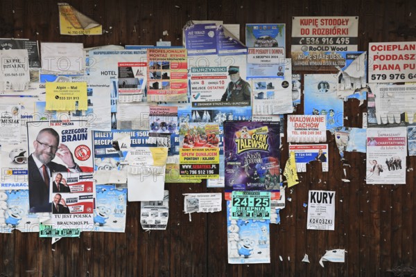 Billboard in the village of Chocholow, near Zakopane, Malopolska Voivodeship, Poland