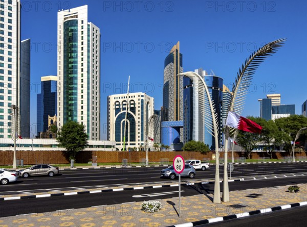 Modern architecture on Al Corniche Road in Doha, Qatar