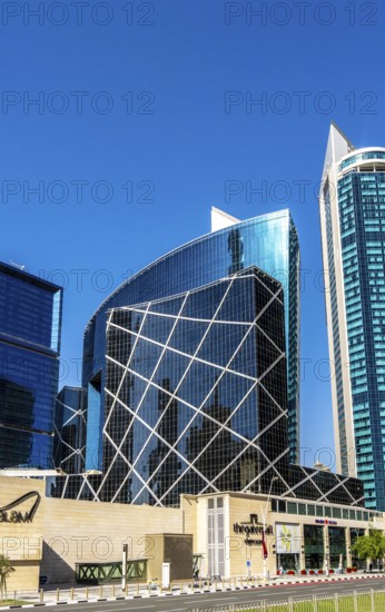 Modern architecture on Omar Al Mukhtar Street, Doha Qatar