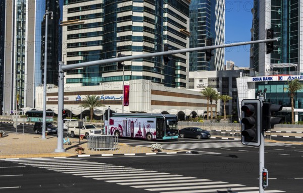 Modern architecture at a crossroads in Dohar, Qatar
