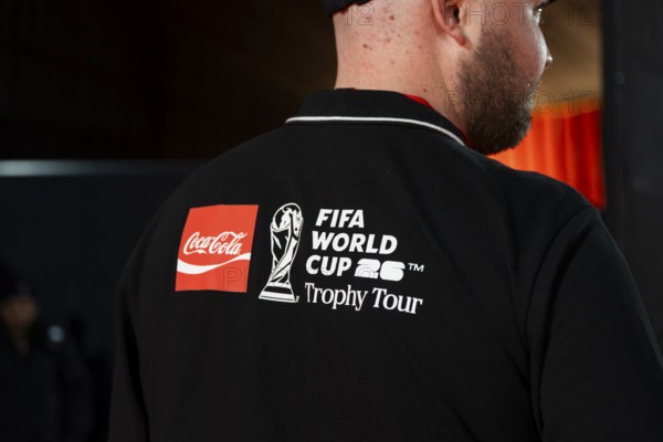 An official wearing the FIFA World Cup 2026 Trophy tour t-shirt during the official India tour in Guwahati, Assam, India, on January 13, 2026