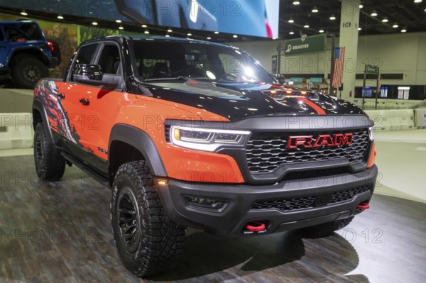 Detroit, Michigan USA - 14 January 2026 - The RAM TRX SRT on display at the Detroit Auto Show