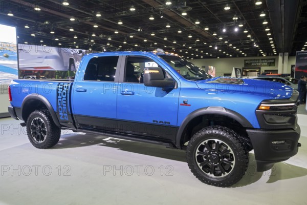 Detroit, Michigan USA - 14 January 2026 - The RAM Power Wagon turbo diesel on display at the Detroit Auto Show