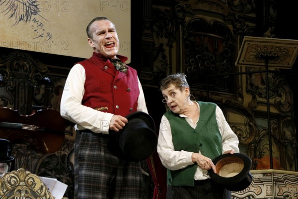 Pierre Besson and Katharina Thalbach during the photo rehearsal for SAUERKOHL AND MISDEEDS, a musical Wilhelm bush program in the comedy on Kurfürstendamm in the Ernst-Reuter-Saal in Berlin on 14.01.2026