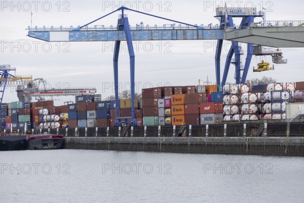 The port of Mannheim, Baden-Württemberg. It is considered one of the most important inland ports in Europe