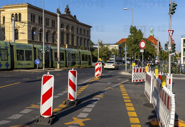 Road construction site at the Berlin Social Court, Invalidenstraße in Mitte, Berlin, Germany
