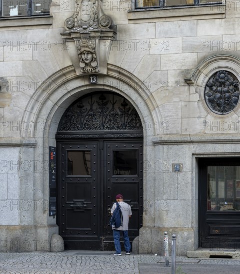 Historic house façade, The Borsighaus portal at Chausseestrasse 12, Berlin, Germany