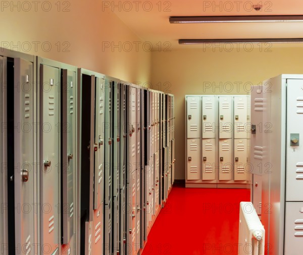 Interior view, lockers in a public library, Berlin, Germany