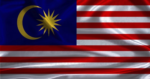 Malaysia flag with cloth textured background. National flag of Malaysia with realistic texture