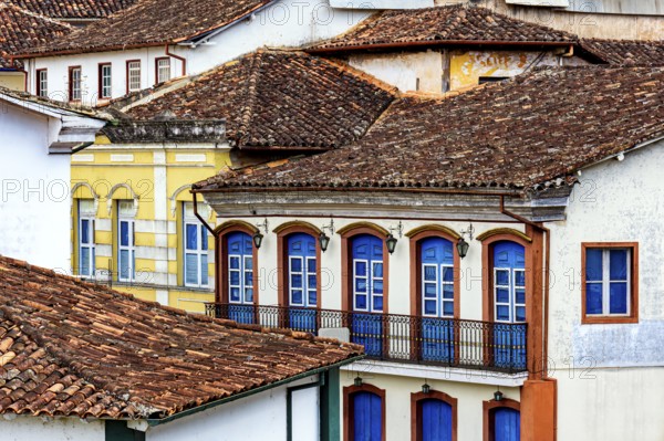 Old colonial-style houses in the historic city of Ouro Preto in Minas Gerais, Ouro Preto, Minas Gerais, Brazil