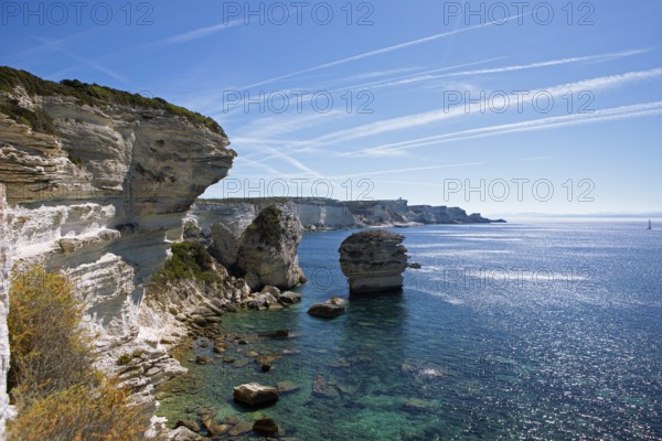 Bonifacio coast on the Mediterranean Sea, Corse-du-Sud department, Corsica, France