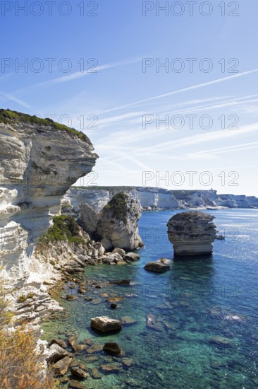 Bonifacio coast on the Mediterranean Sea, Corse-du-Sud department, Corsica, France