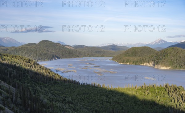 View of the huge Copper River, McCarthy Highway, Wrangell St. Elias National Park, Alaska, USA