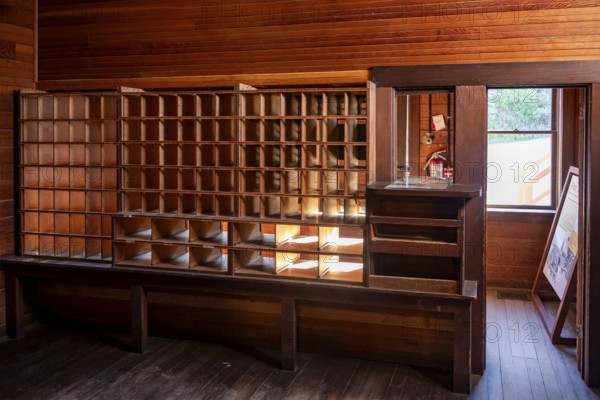 Interior view, Kennicott Restored Post Office Building, Historic Kennecott Copper Mine, National Historic Landmark, Wrangell St. Elias National Park, Alaska