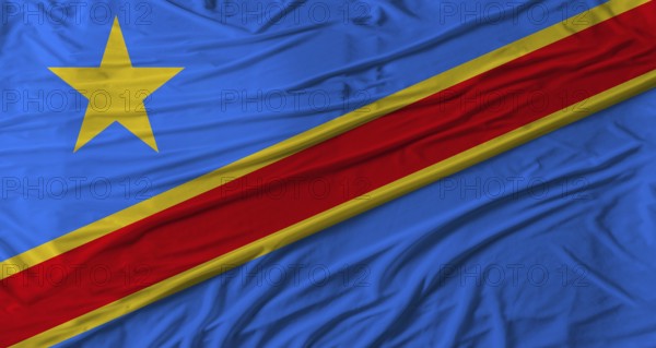 Democratic Republic of the Congo flag waving. Flag of the Democratic Republic of the Congo with cloth texture