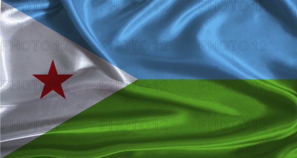Djibouti flag with cloth textured background. National flag of Djibouti with realistic texture
