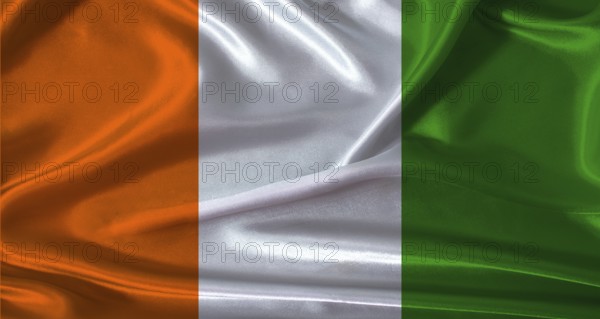 National flag of Ivory Coast with cloth texture. Ivory Coast flag with realistic texture background