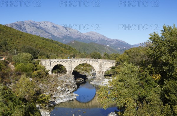 Genoese bridge Ponte au Larice d'Altiani, Corte Arrondissement, Haute-Corse Department, Corsica, Mediterranean Sea, France