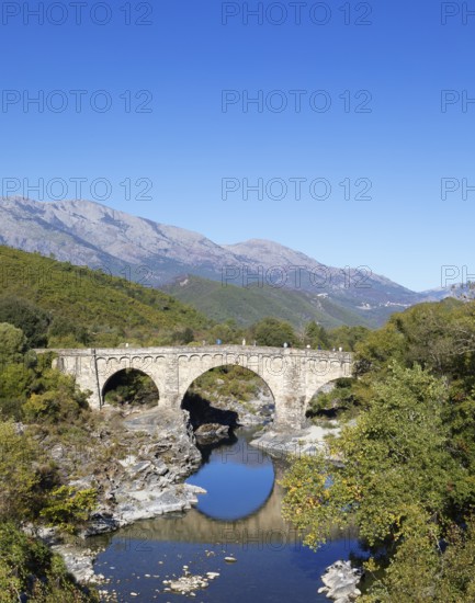 Genoese bridge Ponte au Larice d'Altiani, Corte Arrondissement, Haute-Corse Department, Corsica, Mediterranean Sea, France