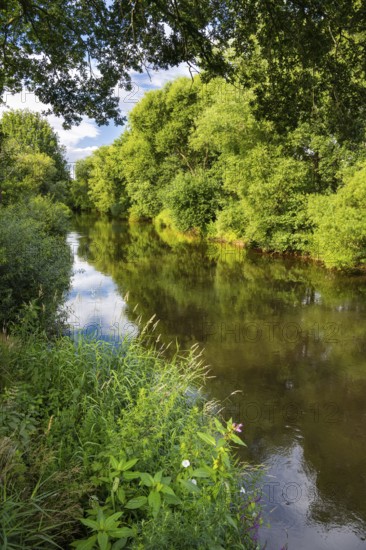 The course of the Hunte river near Oltmannsberg, Oltmannsberg, Dötlingen, Lower Saxony, Germany