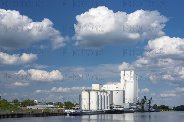 Oldenburg harbour with grain silo, Oldenburg, Lower Saxony, Germany