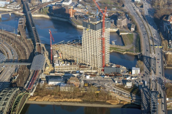 Elbtower, Elbe, house, new building, Hafencity, Germany, Hamburg, city, city planning, city, big city, construction site, Freihafen Elbbrücke, railroad bridges, Billhorn Bridge, New Elbbrücke, railway station, Hamburg-Elbbrücken, high-rise building, shell, Rothenburgsort