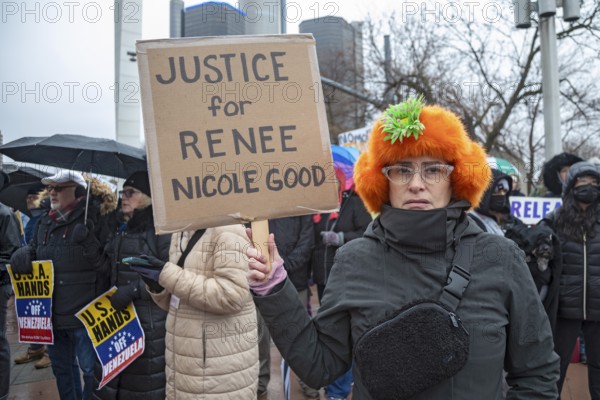 Detroit, Michigan USA - 10 January 2026 - Activists rally to protest the killing of Renee Nichole Good in Minneapolis by a federal immigration agent