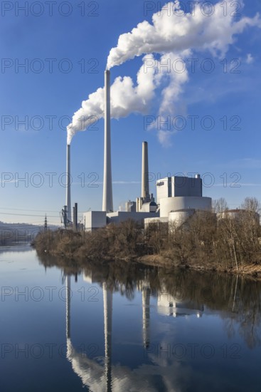 Altbach-Deizisau am Neckar power plant, operated by EnBW. One of Germany's largest and most modern coal-fired power plants. Deizisau, Baden-Württemberg, Germany