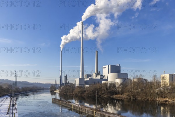 Altbach-Deizisau am Neckar power plant, operated by EnBW. One of Germany's largest and most modern coal-fired power plants. Deizisau, Baden-Württemberg, Germany