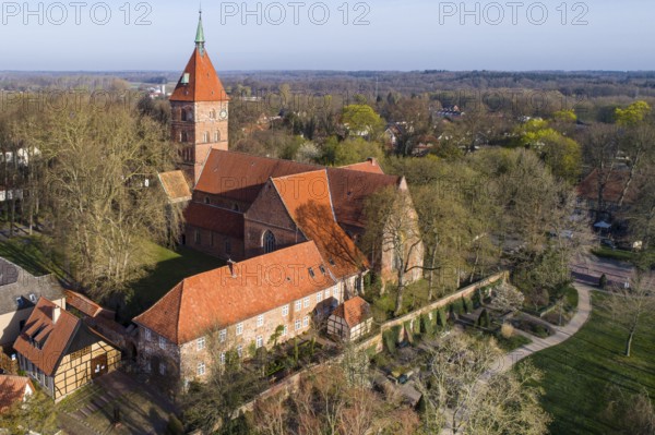 Aerial view of Alexander church, Wildeshausen, Lower Saxony, Germany