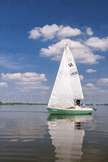 Sailing boat on Dümmer See, Oldenburger Münsterland, Dümmerlohhausen, Lower Saxony, Germany